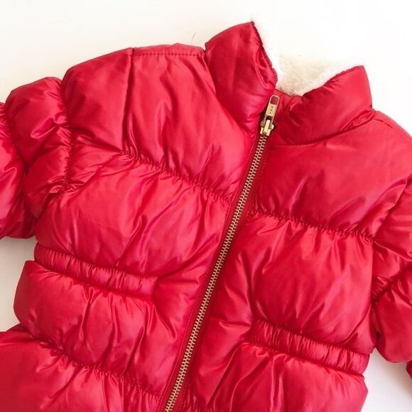 Old Navy red puffer coat  EUC 3-6 months - Picture 2 of 5